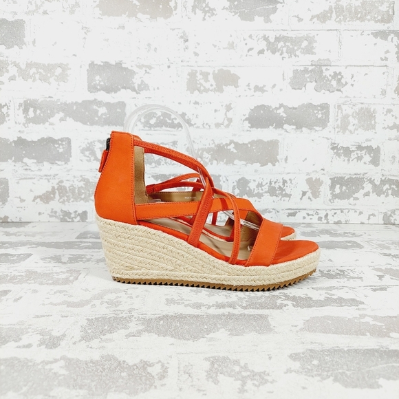 NEW Eileen Fisher Wanda Orange Leather Espadrille Sandals X95 - Picture 7 of 12